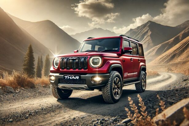 2025 Mahindra Thar 5-Door, दमदार 2.2L इंजन और 7-सीटर वेरिएंट के साथ, एक स्टाइलिश ऑफ-रोड SUV है। इसमें बोल्ड फ्रंट ग्रिल, LED हेडलाइट्स, बड़े ऑल-टेरेन टायर्स और एडवेंचर-रेडी डिज़ाइन दिखाया गया है, जो इसे ऑफ-रोडिंग और फैमिली यूज के लिए परफेक्ट बनाता है।