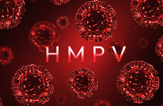 HMPV और COVID-19 की तुलना करते हुए वायरस की जानकारी देता हुआ ग्राफिक चित्र