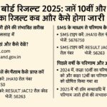 JAC बोर्ड रिजल्ट 2025 की जानकारी से जुड़ा हिंदी में डिजिटल इन्फोग्राफिक, जिसमें 10वीं और 12वीं के परिणाम की तारीख, वेबसाइट और SMS विवरण शामिल हैं