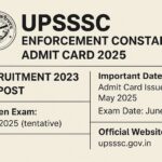 UPSSSC Enforcement Constable Recruitment 2023 admit card announcement in landscape graphic with key exam details.