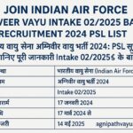 भारतीय वायु सेना अग्निवीर वायु भर्ती 2024 की PSL सूची जारी – Intake 02/2025 बैच की जानकारी के साथ डिजिटल सूचना ग्राफिक।