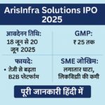 ArisInfra Solutions IPO 2025 की हिंदी ग्राफिक इमेज जिसमें आवेदन तिथि, GMP, फायदे और SME जोखिम की जानकारी दी गई है।
