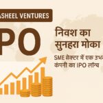 Mayasheel Ventures IPO 2025 का प्रमोशनल डिज़ाइन जिसमें ग्रोथ चार्ट और गोल्डन कॉइन्स दिखाए गए हैं