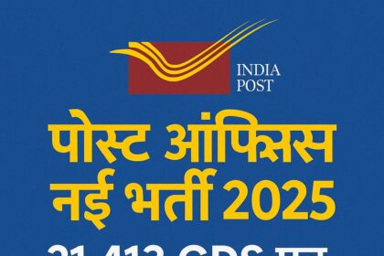पोस्ट ऑफिस GDS नई भर्ती 2025 का डिजिटल पोस्टर जिसमें 21,413 पदों की जानकारी दी गई है