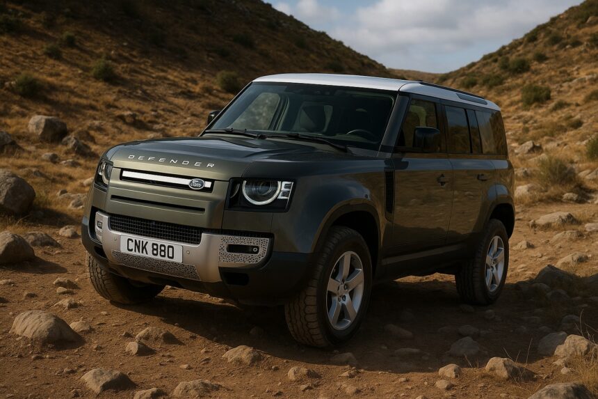 Land Rover Defender SUV in rugged terrain